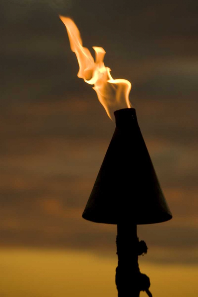 Fiji, Viti Levu, Lautoka Tiki torch at night